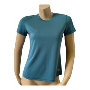 REEL LEGENDS Womens Petite Size PS Teal Blue Short Sleeve Crew Neck T Shirt